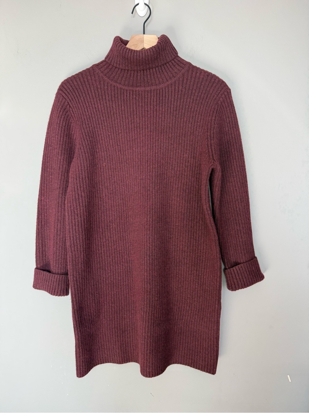 Line & Dot Ribbed‎ Turtleneck Barton Sweater Dress Medium Burgundy Cozy Knit